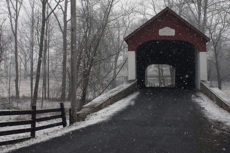 Winter covered bridge